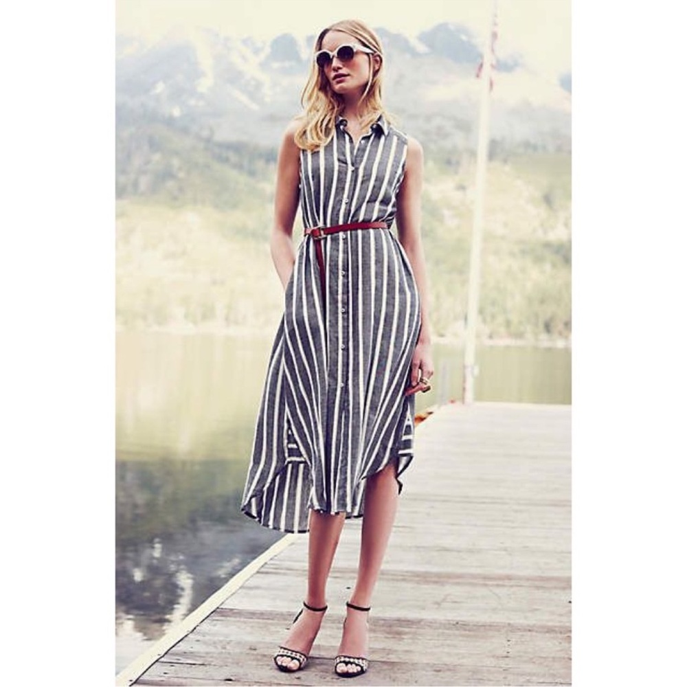 Anthropologie holding horses stripped button down dress